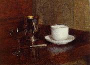 Henri Fantin-Latour Glass, Silver Goblet and Cup of Champagne USA oil painting artist